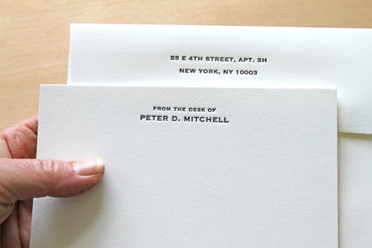 From the Desk of personalized letterpress notecards in copperplate font