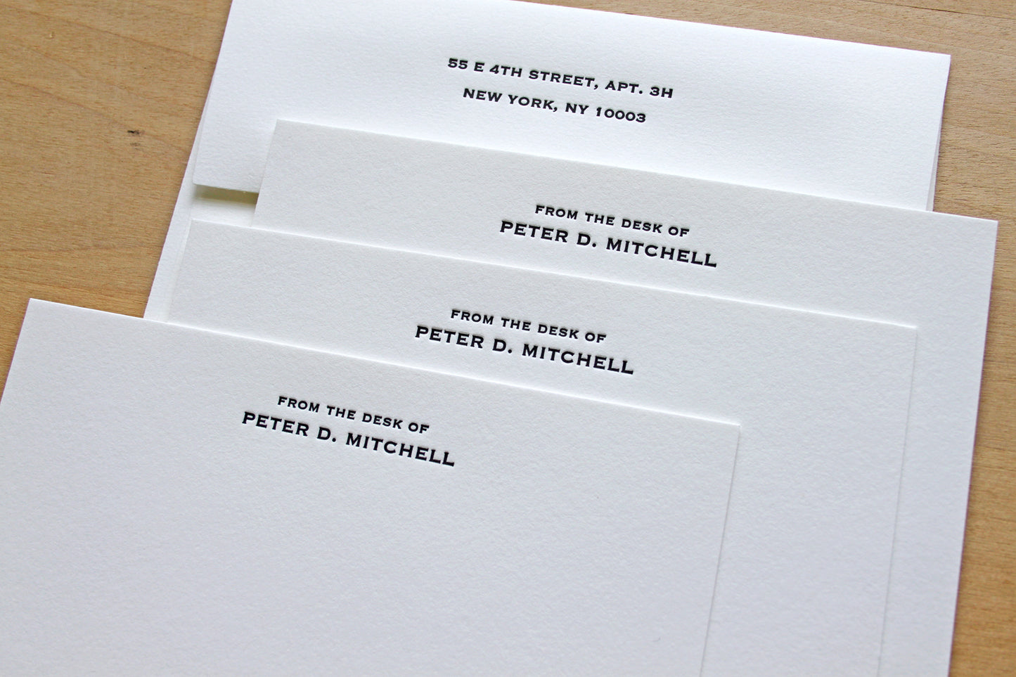 Timeless copperplate font letterpress notecards