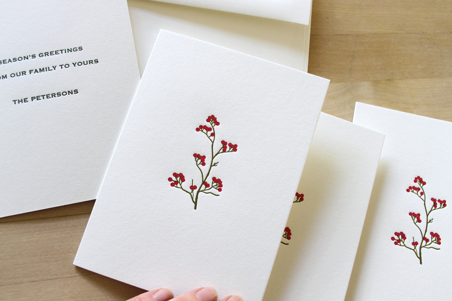 Customized Winterberry Letterpress Holiday Card