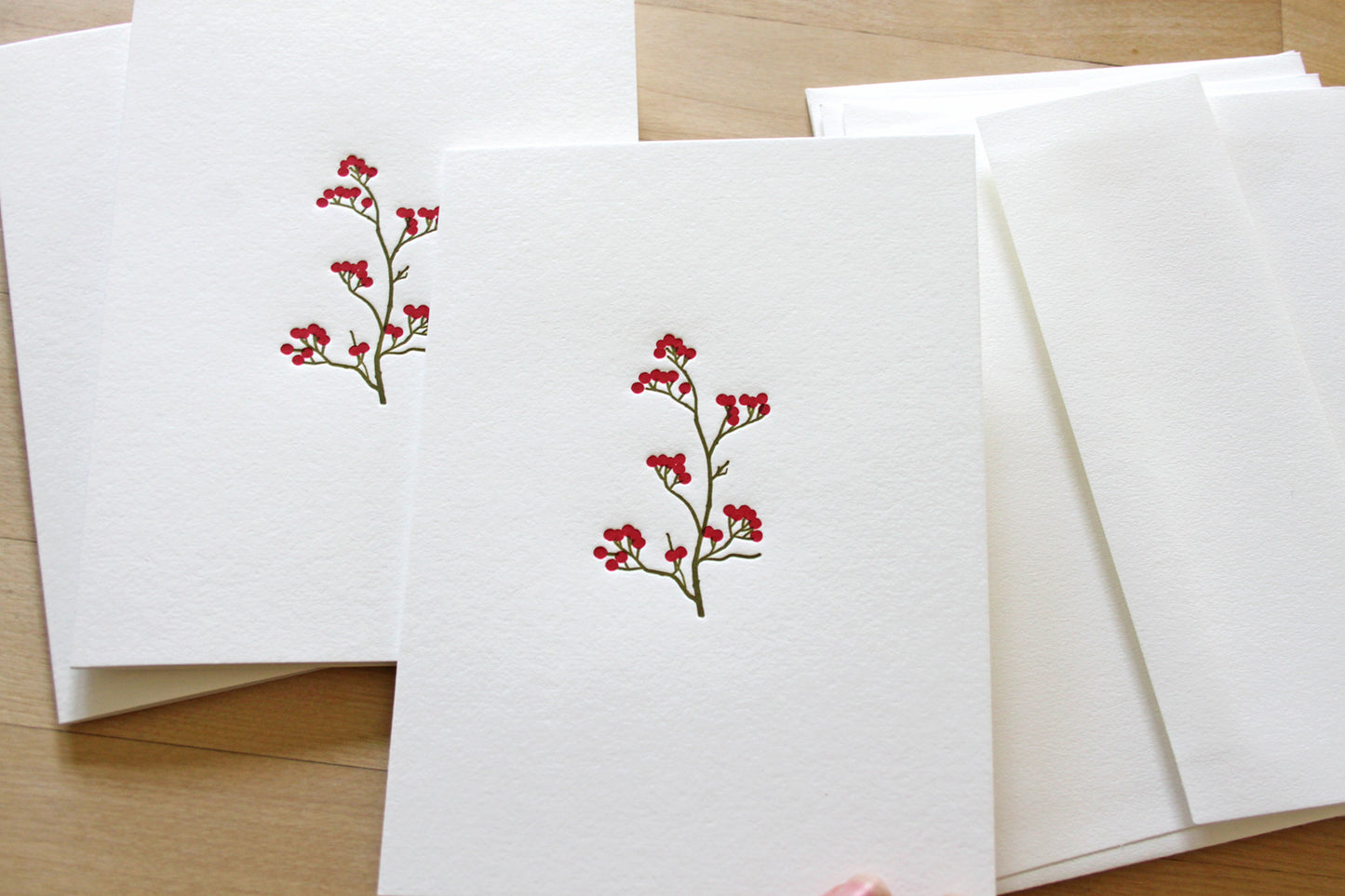 Customized Winterberry Letterpress Holiday Card