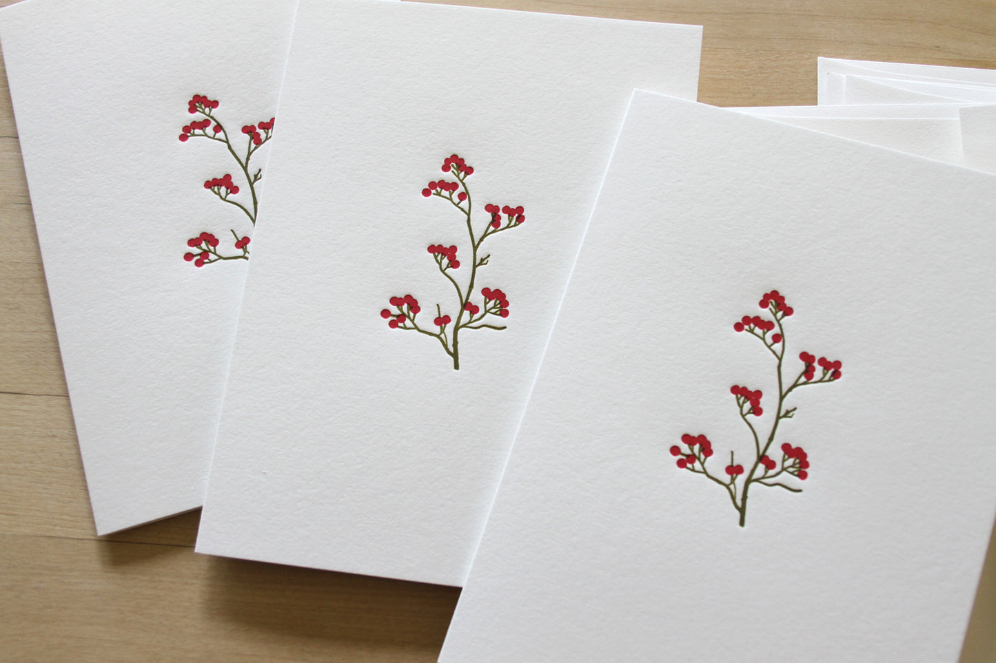Customized Winterberry Letterpress Holiday Card