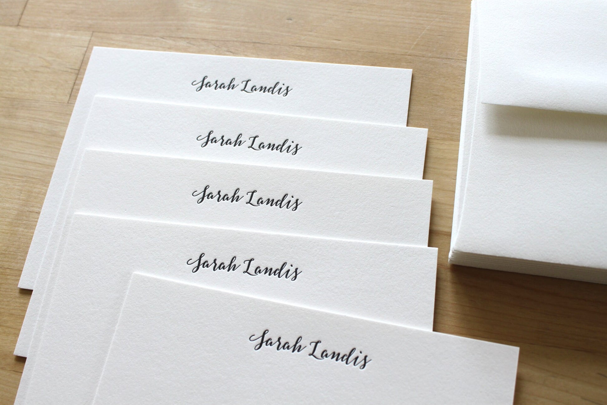 script letterpress notecards