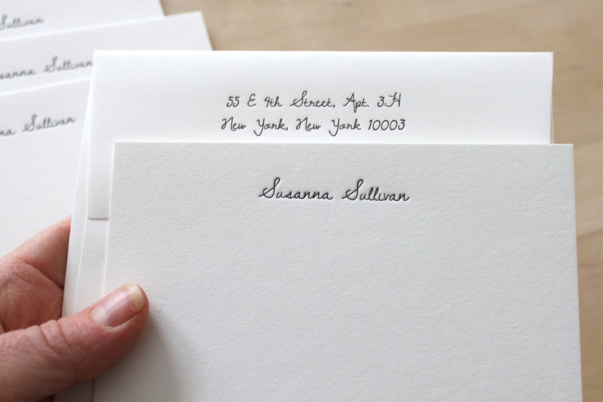 custom letterpress notecards with return addressed envelope