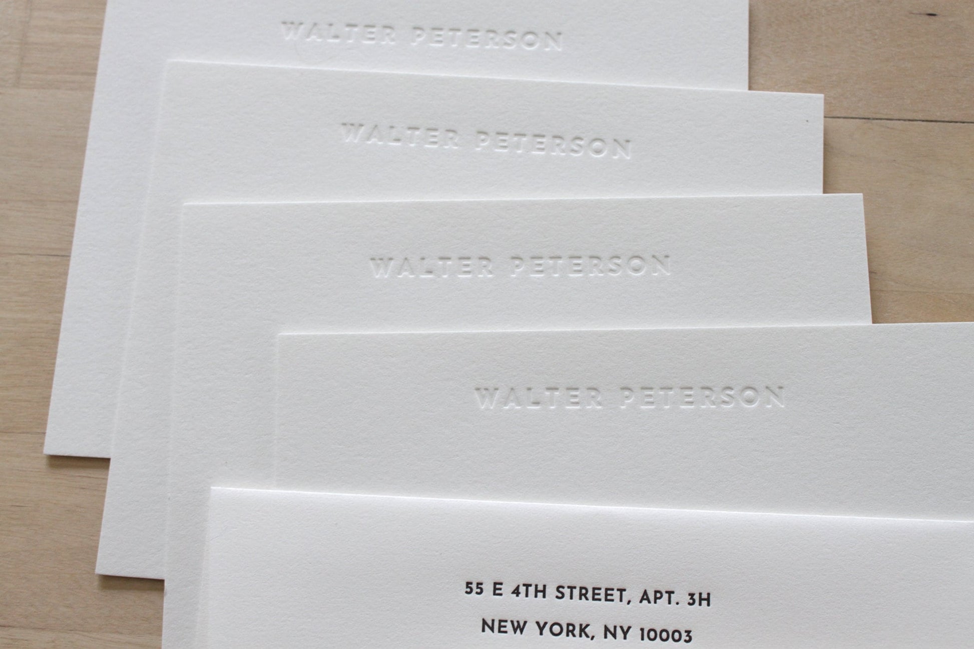 letterpress notecards with return addressed envelopes