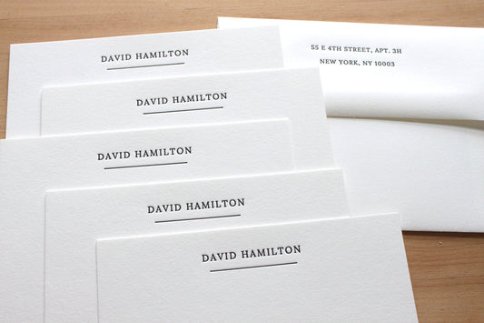 underlined stationery letterpress notecrds for professional use