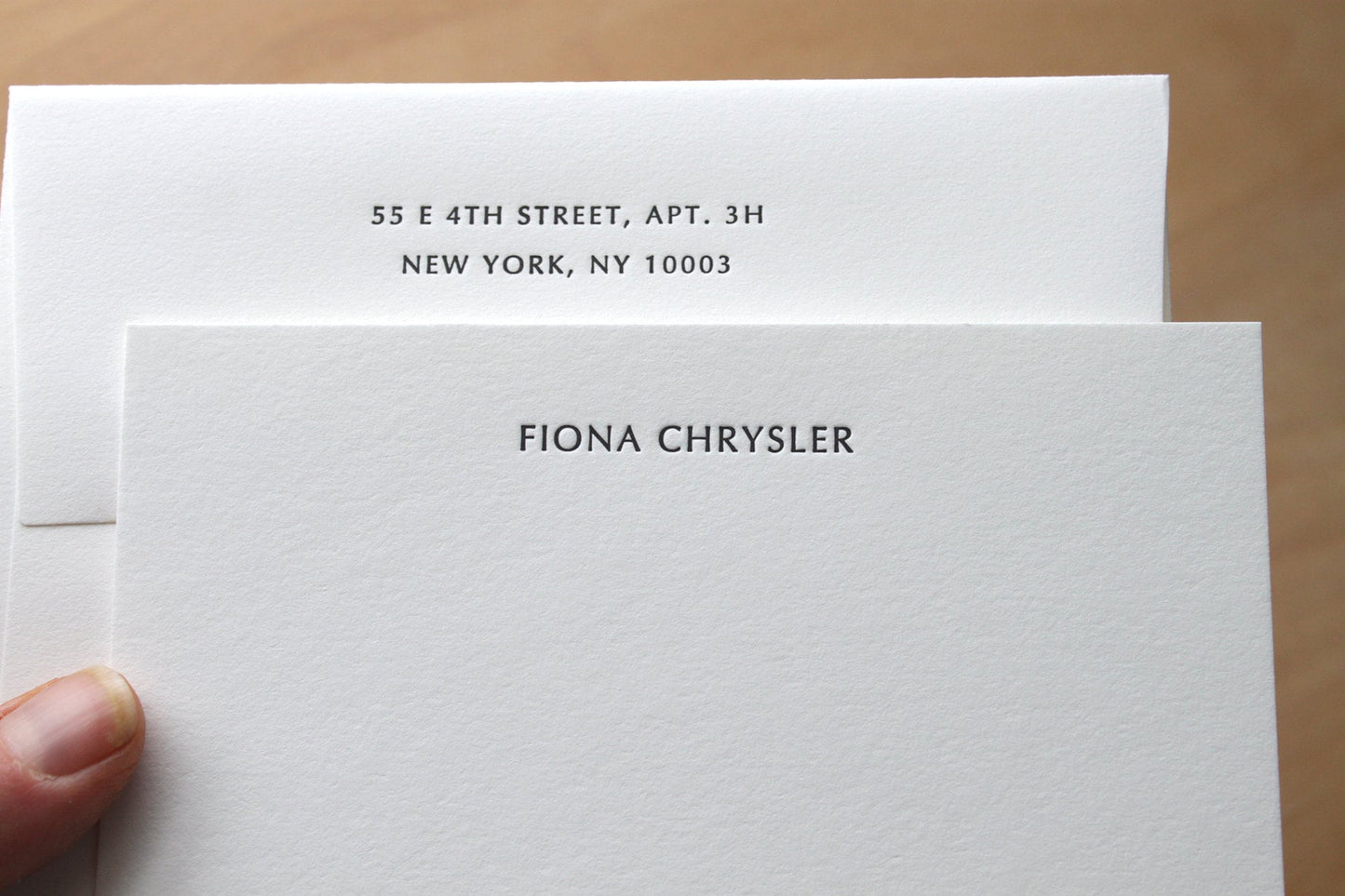 letterpress notecards with return addressed envelopes