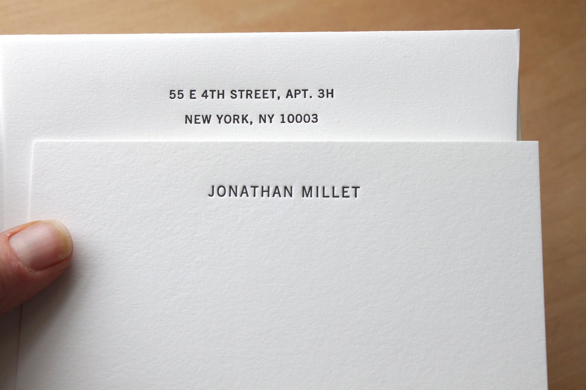 Modern professional letterpress notecard for men with matching envelope set, showcasing sophisticated design