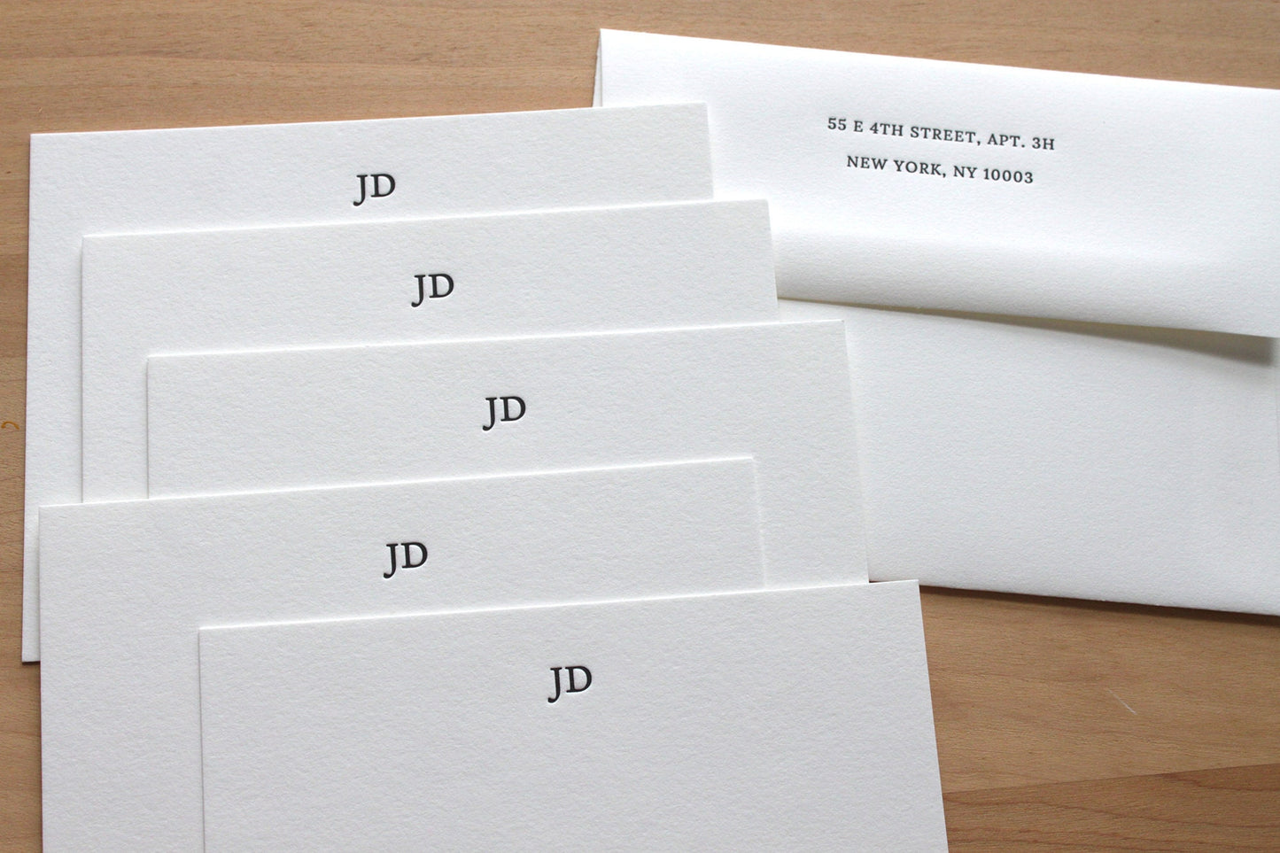 letterpress stationery with letterpress return address