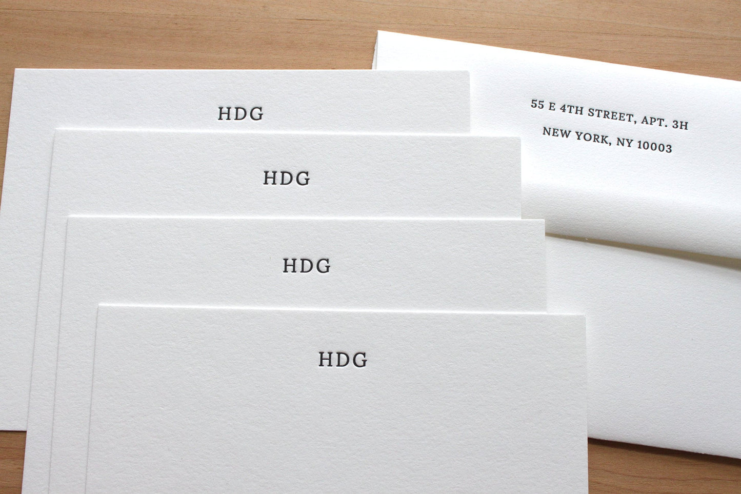 classic letterpress stationery with return address
