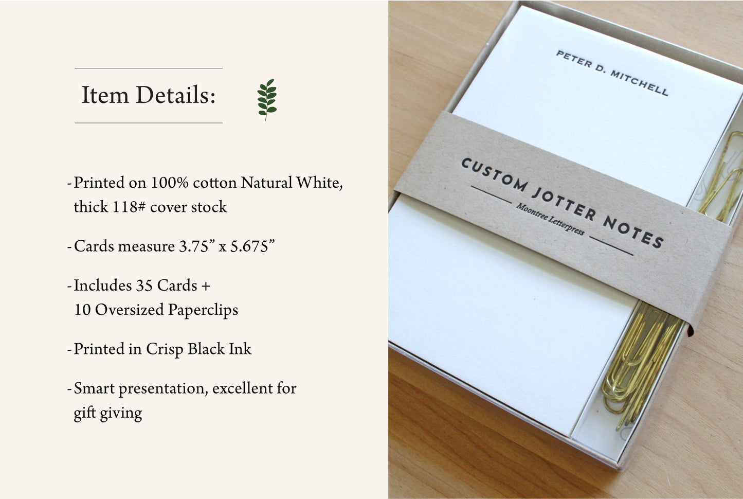 Letterpress Jotter Card Set with Oversized Paperclips