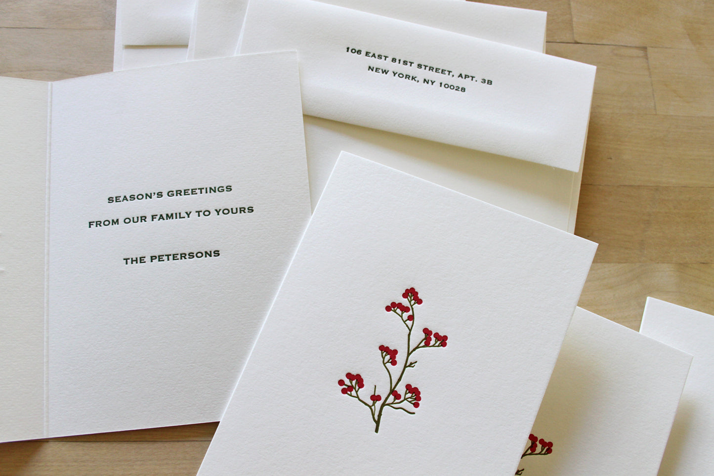 Customized Winterberry Letterpress Holiday Card