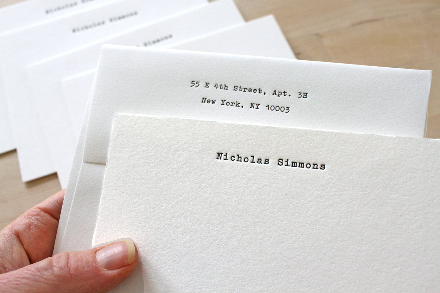 typewriter letterpress notecards with return address